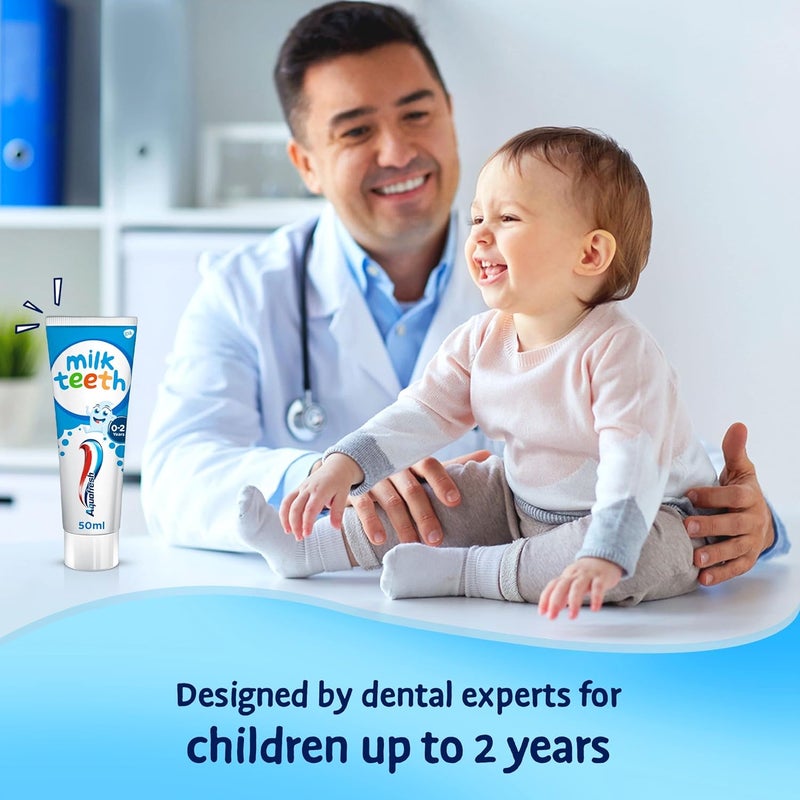 Aquafresh Milk Teeth Baby Toothpaste 0-2 Years, Gentle Care for Milk Teeth, 50ml - Image 2